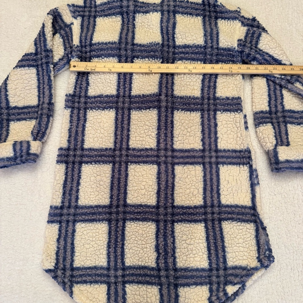 Almost Famous Sherpa Plaid Shacket Jacket Blue Cream Cozy‎ XL - Picture 8 of 10